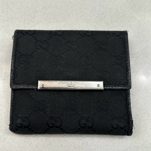 EUC Gucci Monogram Double Snap Wallet Black - Picture 2 of 7